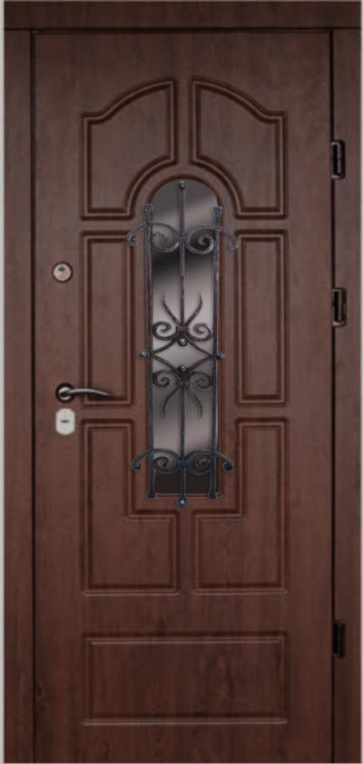 Вхідні двері (вуличні) БУЛАТ 135-К5 з ковкою  Престиж  - Альберо
