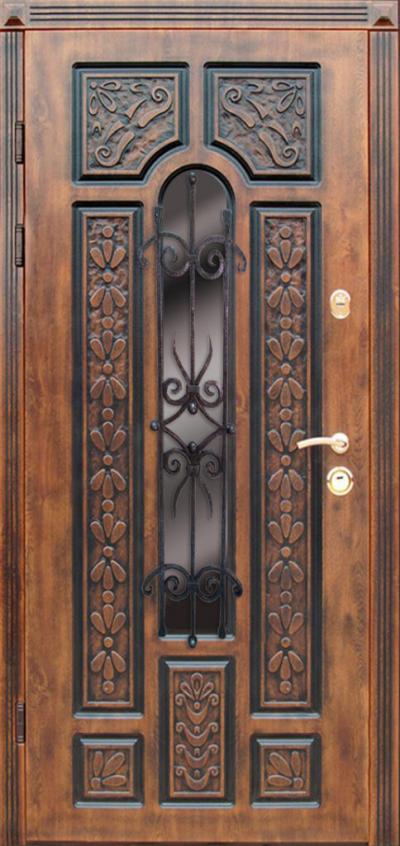 Вхідні двері (вуличні) БУЛАТ 320-К5  з ковкою  Престиж  - Альберо