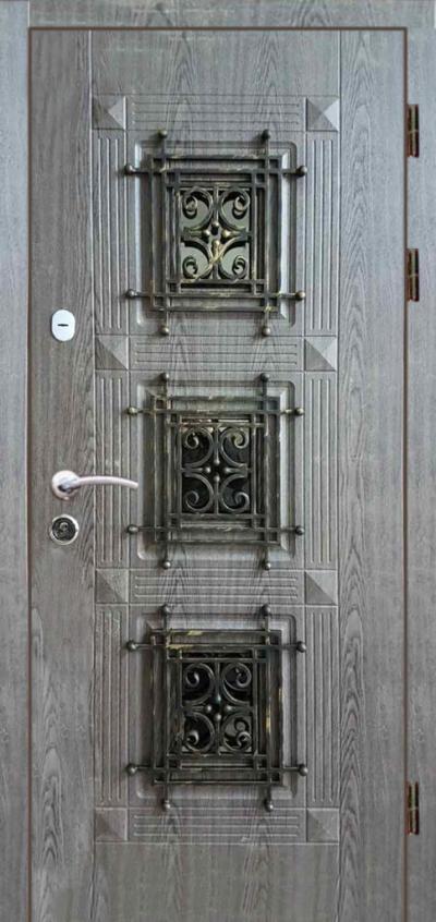 Вхідні двері (вуличні) БУЛАТ 408-К20 з ковкою Престиж  - Альберо