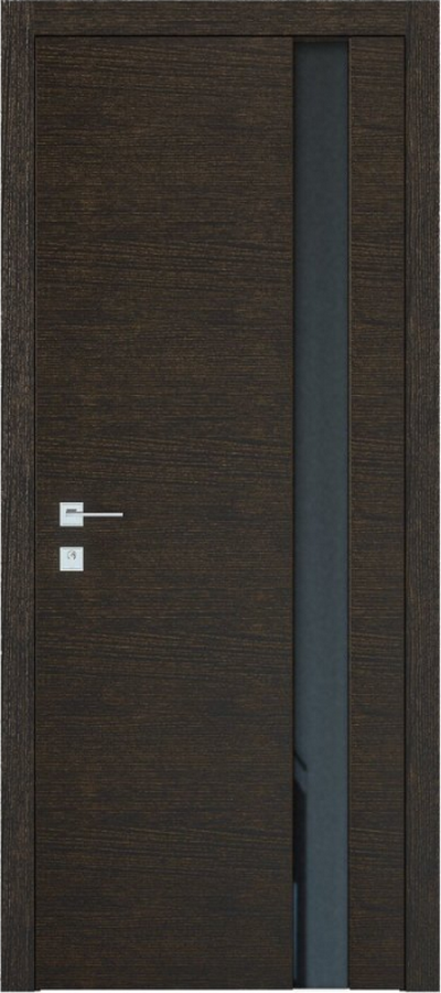 Двери межкомнатные RODOS Modern Flat полустекло (триплекс черный глянец) - Альберо