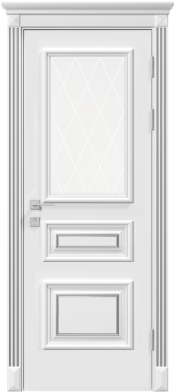 Двери межкомнатные RODOS Siena Rossi стекло с рисунком, патина серебро - Альберо