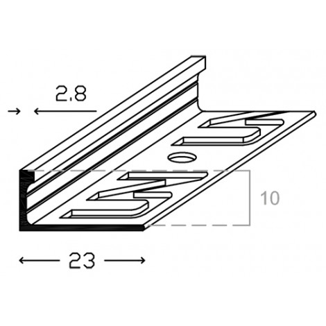 Профіль перехідний з плитки на інший матеріал 10×23×2700 мм, алюміній, Lucciano - Альберо