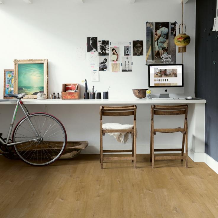 Виниловый пол Fuse Linen Дуб натуральный умеренный льняной 228,6x1500x2,5 Quick-Step - Альберо