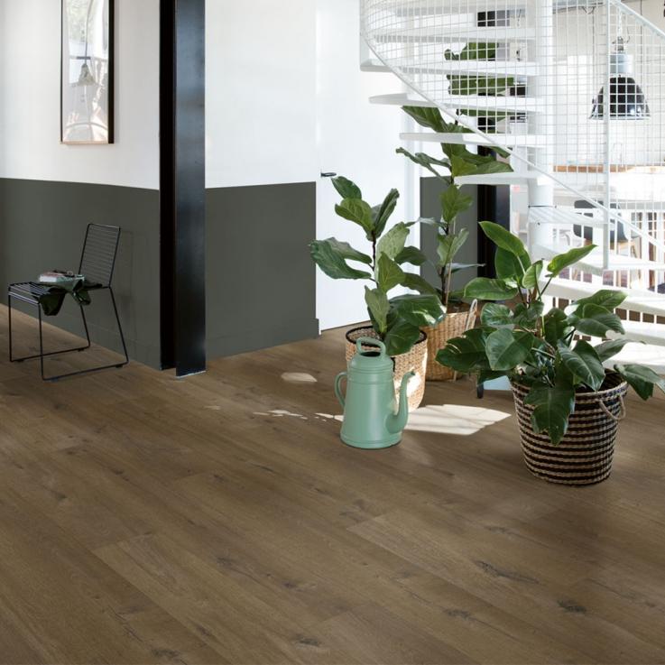 Виниловый пол Fuse Linen Дуб темно-коричневый льняной 228,6x1500x2,5 Quick-Step - Альберо