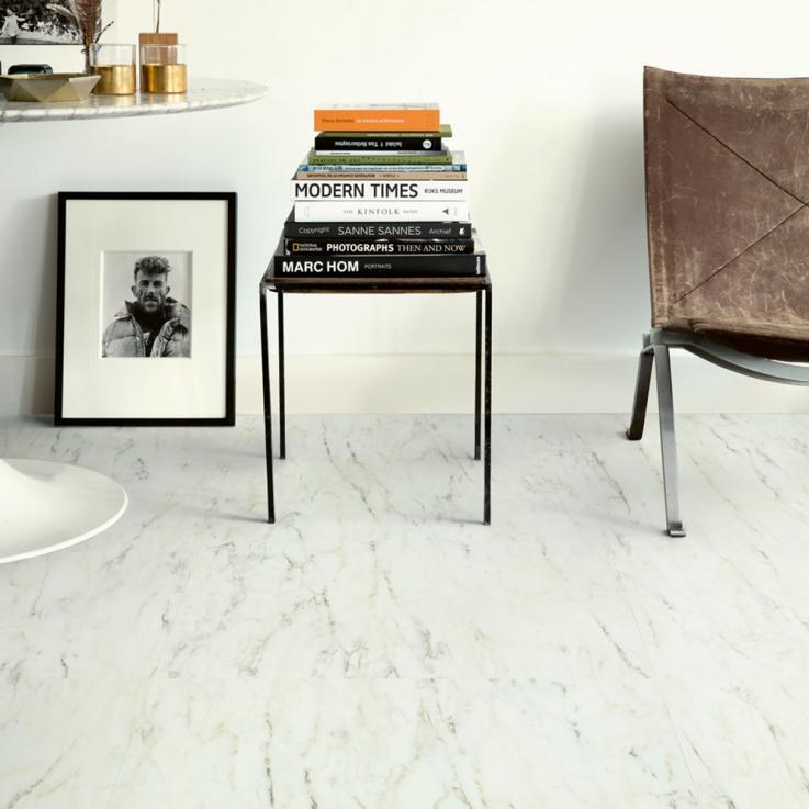 Виниловый пол Blush Мрамор белый серебро 609,6x609,6x2,5 Quick-Step - Альберо