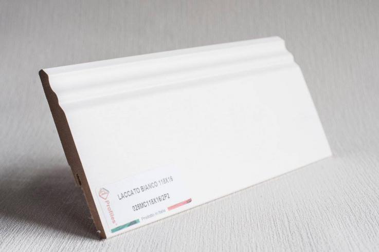 Плінтус з МДФ, флекс папір, 118×16×2400, форма P2, Lucciano, Італія - Альберо