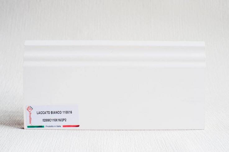 Плінтус з МДФ, флекс папір, 118×16×2400, форма P2, Lucciano, Італія - Альберо