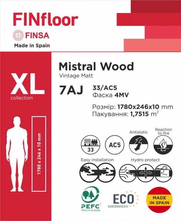 Ламинат  Finsa 7AJ Mistral Wood XL  - Альберо